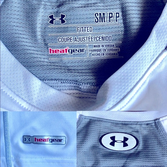 UNDER ARMOUR Fitted Shirt Heat Gear Short Sleeve White Small Men’s - Picture 3 of 13
